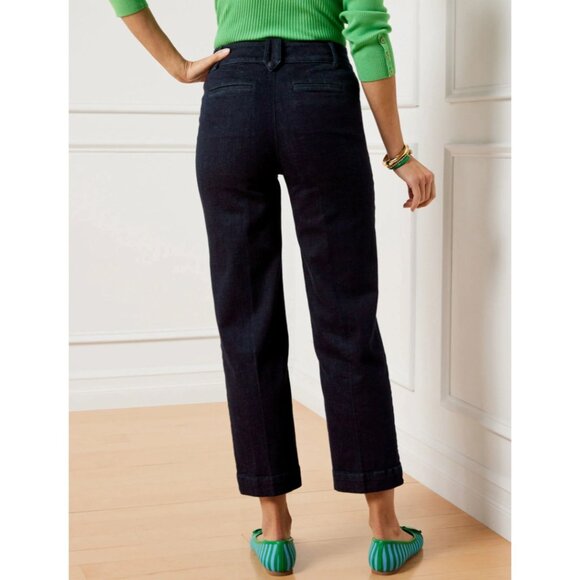 NWOT TALBOTS Womens' Marina Dark Wash Cropped Straight Leg Sailor Jeans Size 16 - Picture 3 of 9